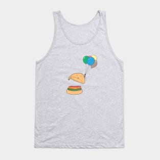 Hamburger holds balloons in the air Tank Top